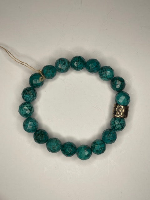 Blue/Green Turquoise Magnesite Beaded Stretch Bracelet