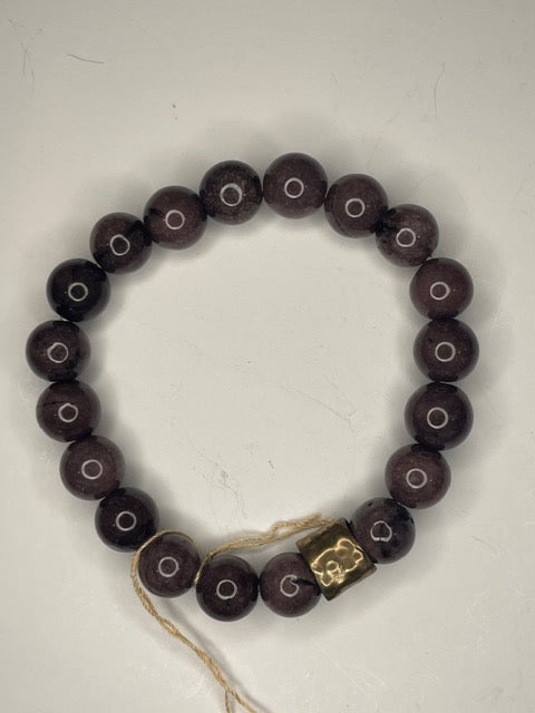 Eggplant Jade Beaded Stretch Bracelet