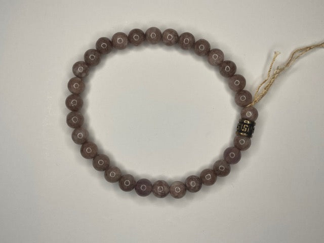 Mauve Agate Beaded Stretch Bracelet