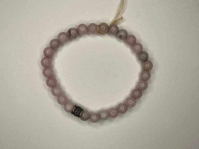 Light Mauve Agate Beaded Stretch Bracelet
