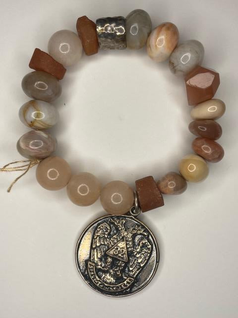 Rose Quartz & Shell Mix Beaded Stretch Bracelet