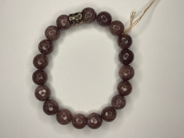 Eggplant Jade Beaded Stretch Bracelet