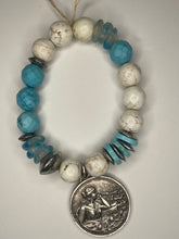 Load image into Gallery viewer, Howlite &amp; Turquoise Magnesite Beaded Stretch Bracelet
