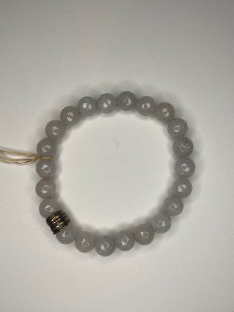 White Jade Beaded Stretch Bracelet