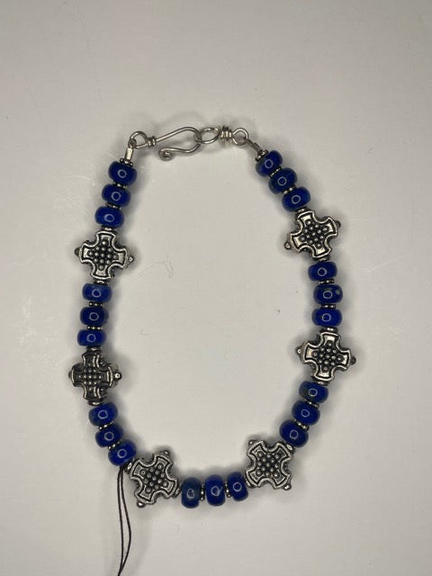 Lapis & Silver Beaded Bracelet