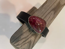 Load image into Gallery viewer, Rhodonite &amp; Sterling Leather Cuff
