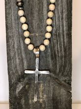 Load image into Gallery viewer, Fossil Jasper &amp; Turquoise Oversized Cross Necklace
