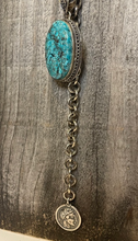 Load image into Gallery viewer, Turquoise Y Necklace With Coin Drop
