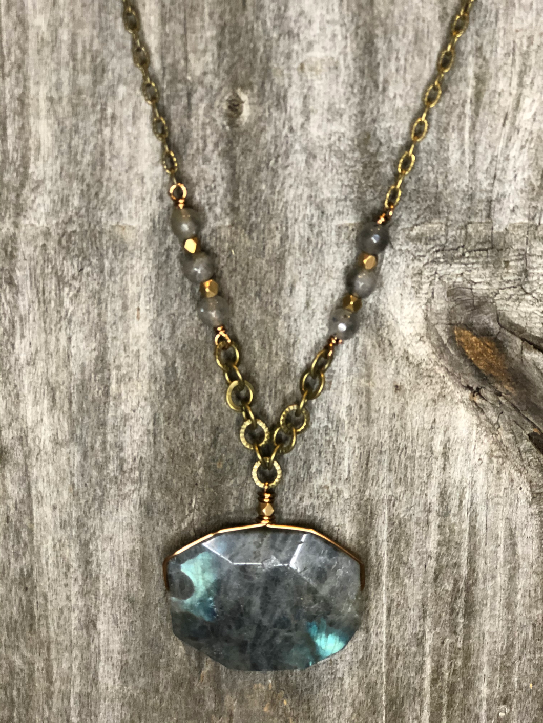 Labradorite Geometric Statement Necklace