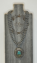 Load image into Gallery viewer, Triple Strand Ball Chain Turquoise Necklace
