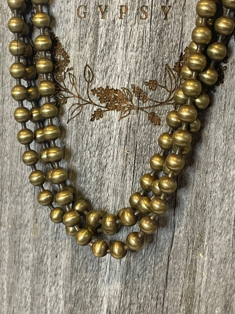 Triple Strand Brass Ball Chain Necklace