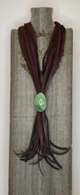 Load image into Gallery viewer, Leather Fringe &amp; Turquoise Cabochon Necklace
