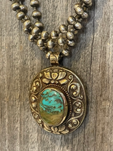 Load image into Gallery viewer, Triple Strand Ball Chain Turquoise Necklace
