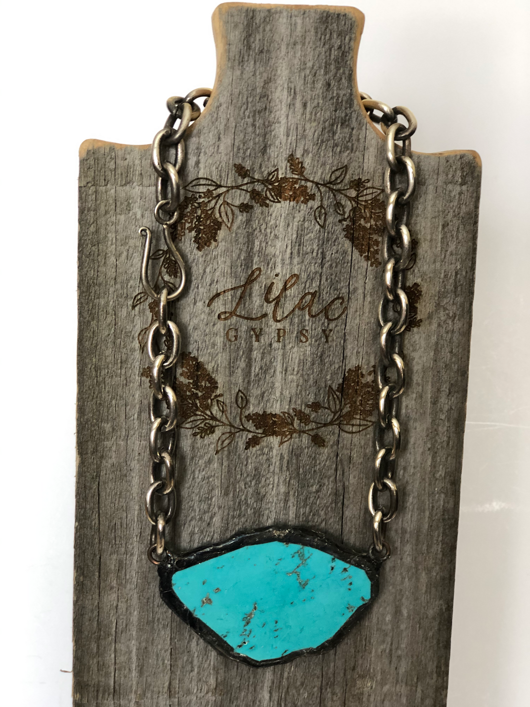 Turquoise Slab Vintage Chain Necklace