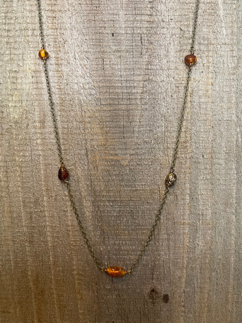 Baltic Amber Dotted Chain Necklace